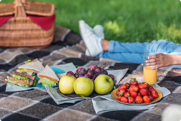 Picnic with fruits